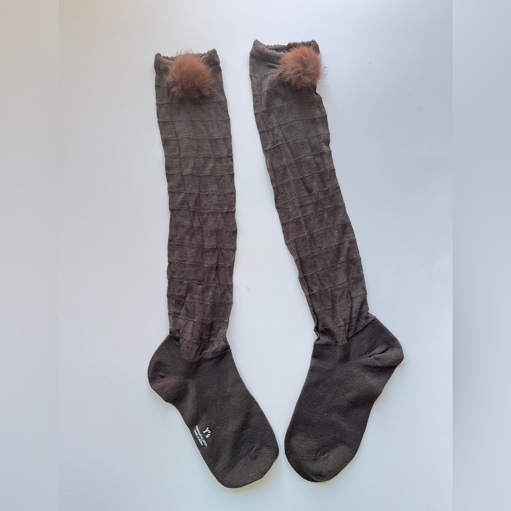 Yohji Yamamoto Dark Brown Socks with Pom Poms - Picture 3 of 5